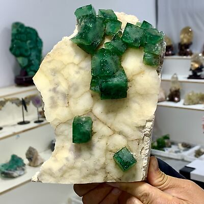 #ad 4.61LB Rare transparent GREEN cubic fluorite mineral crystal sample China $600.60