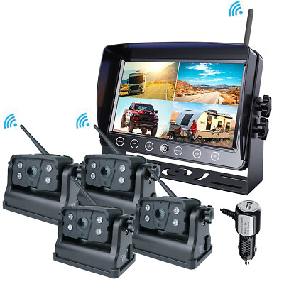 #ad 7quot; Quad Wireless Monitor DVR 4x Magnetic Rear View Backup Cameras Parking Kit $368.00