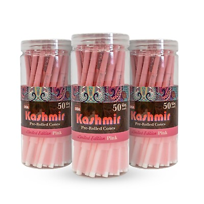 #ad Kashmir Pre Rolled Cones King Size Pink Natural Rolling Paper Cones 3 Jars of 50 $25.99