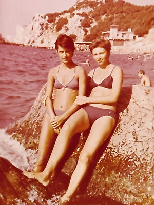 #ad 1970s Pretty Women Two Grace Bikini Beach Slim Ladies Vintage Photo Snapshot $12.50
