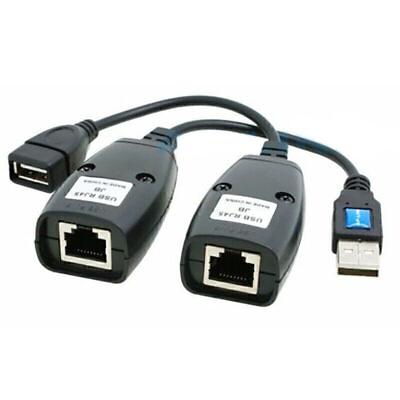 #ad New USB 2.0 Male To Female Cat6 Cat5 Cat5e 6 Extender Extension Repeater Adapter $5.40