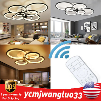 #ad Acrylic Chandelier Light Remote Ceiling Lamp Modern LED Living Room Bedroom Lamp $51.87