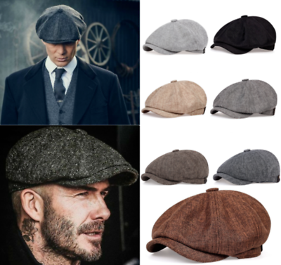 #ad Newsboy Hat Peaky Blinders Cap Gatsby Beret Tweed Baker Herringbone 100% Cotton $13.80