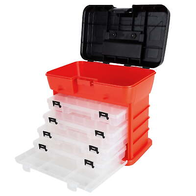 #ad Portable Tool Storage Box Small Parts Organizer with 4 Trays $20.06
