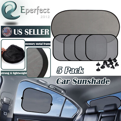 #ad 5PCS Car Side Rear Front Window Screen Sun Shade Mesh Cover Windshield UV Visor $8.99