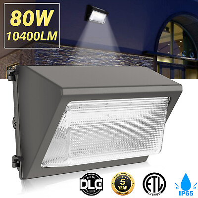 #ad 80W LED Wall Pack Light Outdoor Commercial Security Wall Lamp Dusk to Dawn IP65 $79.08