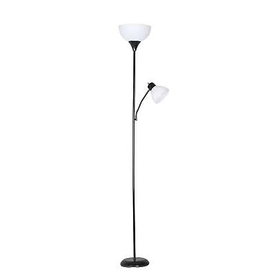 #ad #ad 72#x27;#x27; Combo Floor Lamp with Adjustable Reading Lamp Black Plastic No Bulb $16.07