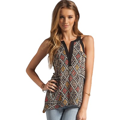 #ad BCBG MAXAZRIA Clementine Coral Reef Triangle Tribal Cut Out Tank Top Size XSmall $29.99
