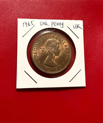 #ad 1965 ONE PENNY UK COIN NICE WORLD COIN $7.95