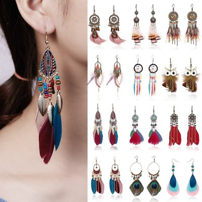 #ad Boho Feather Bead Tassel Dream Catcher Earrings Women Wedding Jewelry Gift New C $2.44