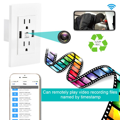 #ad HD 1080P WiFi IP Home Security Nanny Mini Camera Wall AC Outlet Video Recorder $65.00