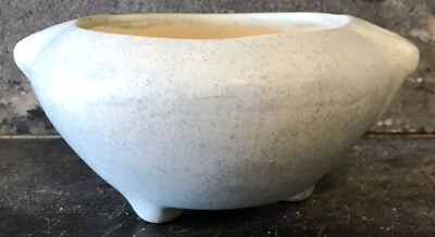 #ad Early MCM Vintage Pottery Matte Light Blue Speckled 3 Footed Planter AS IS $24.99