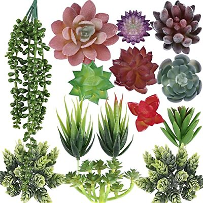 #ad 14Pcs Artificial Succulents Plants Mini Fake Unpotted Succulents for Home Office $20.42