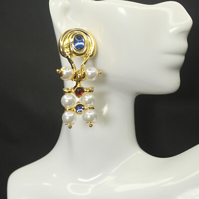 #ad Pearl Earrings Women#x27;s Medieval Vintage Temperament Long Court Style Earrings $7.99