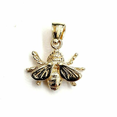#ad 14k yellow Gold solid honey bee 3D Pendant charm gift fine jewelry 1.5g $129.00