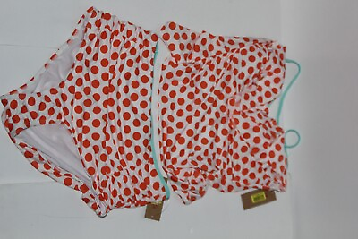 #ad NWT Cremieux Womens Size L Large 2 Piece White Orange Polka Dot Bathing Suit NEW $28.00
