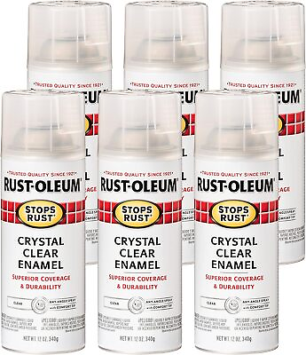 #ad Rust Oleum Glossy Crystal Clear Enamel Spray Paint Aerosol Can 12 Oz 6 Pack $49.99