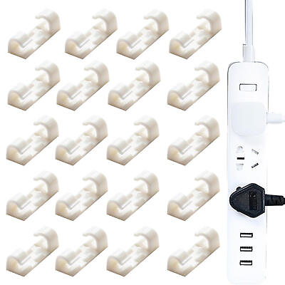 #ad 20Pcs Cable Fixing Clip Grip Wall Organizer Desktop Wire Cord USB Holder $7.47