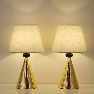 #ad #ad Set of 2 Vintage Bedside Lamp Gold Base Table Lamps for Bedroom Living Room $38.99