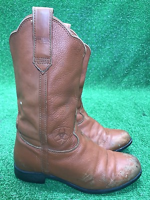 #ad Ariat Boots Rust Brown Orange Cowboy Vtg Boots Size 7.5 Fast Free Ship $49.39