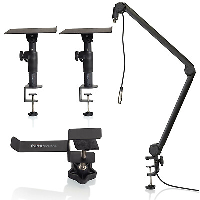 #ad Podcast Bundle with Mic Boom Arm Studio Monitor Stands and Headphone Hanger $199.99