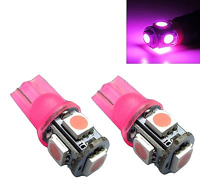 #ad Pink Purple T10 2 pcs LED Light Bulbs 168 194 2825 921 W5W Wedge Interior 5 SMD $6.03
