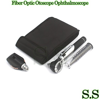 #ad NEW FIBER Otoscope Ophthalmoscope Examination LED Diagnostic ENT SET Kit BLACK $19.90