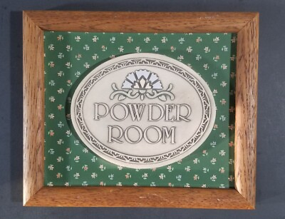 #ad Vintage Trinity Pottery quot;Powder Roomquot; Framed Ceramic Sign Plaque 1986 $21.99
