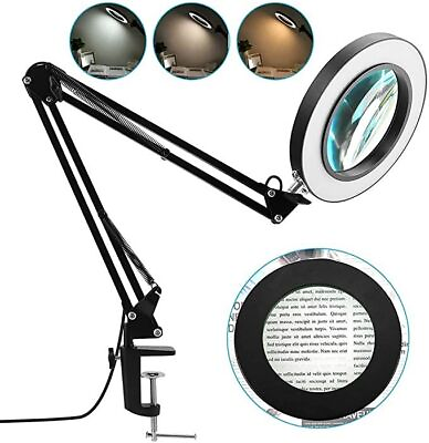 #ad LED Desk Clamp Lamp Durable Magnifying Glass Welding Reading Soldering Light $64.99