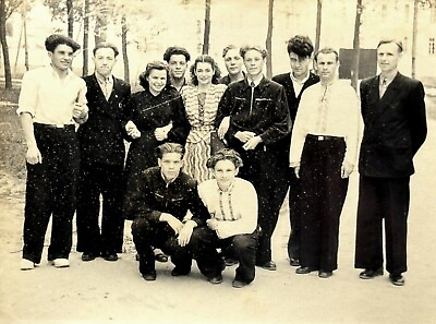 #ad 1940s Ukrainian Young Students Female Guys Fashionable Hairstyles Vintage Photo $15.50