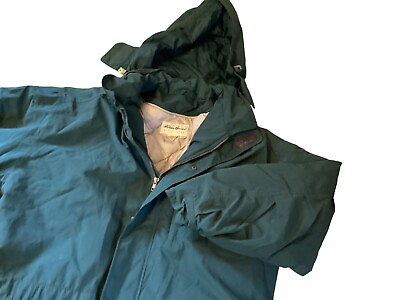 #ad Vintage Eddie Bauer Jacket Mens Large Green Goose Down Jacket Zip Out Liner $54.33