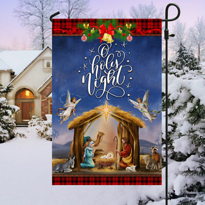 #ad Christmas Flag Nativity Scene O Holy Night Child Is Born Garden Flag $38.95