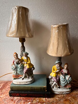 #ad Pair of Porcelain Figurine Victorian French Boy amp; Girl Boudoir Table Lamps $200.00