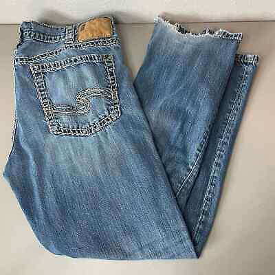 #ad Silver Jeans Mens 36W 28L 36x28 Blue Nash Heritage Distressed Baggy Y2K Whisker $14.88