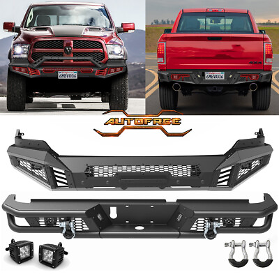 #ad 2 IN 1 Front Bumper Assembly Rear Bumper w D Rings For 2013 2018 Dodge Ram 1500 $759.97