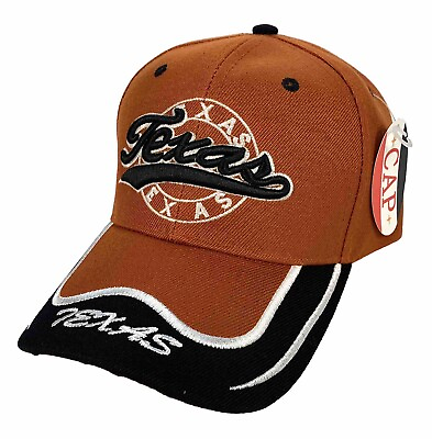 #ad Texas Logo Ball Cap Embroidered Adjustable Burnt Orange Black Hook amp; Loop $14.95