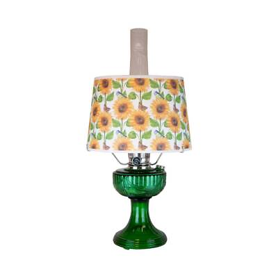 #ad Aladdin Emerald Lincoln Drape Table Oil Lamp with Summer Sunflower Shade Brass $319.95
