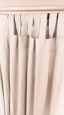 #ad Beige Washed Cotton Curtain Set Of Two Panel Long Shower Window Curtains $58.25