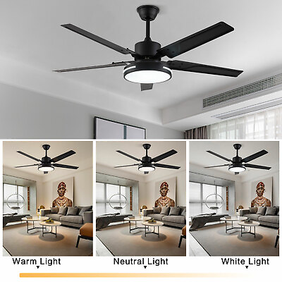 #ad 48quot; Modern Ceiling Fan Light LED 3 Color Chandelier Lamp 5 Blades Remote Control $93.10