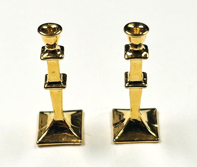 #ad Dollhouse Miniature Accessories Candleholders Gold 1quot; Scale 1:12 Vintage $7.95