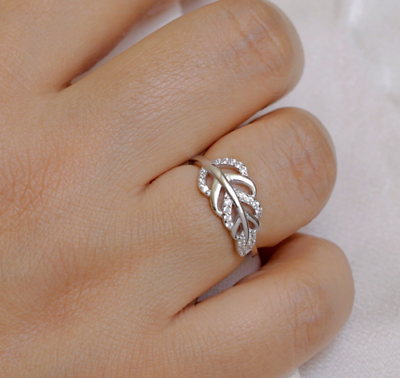 #ad Ladies Leaf Anniversary Band Ring 0.21cts Natural Moissanite White Gold Plated $239.50
