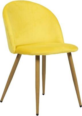 #ad Upholstered Velvet Dining Chair Yellow Accent Side Charis Mid Back Armless w... $121.95