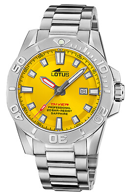 #ad Lotus Mens Wrist Band Watch Diver Yellow $182.37