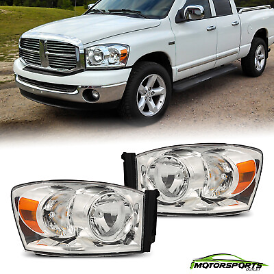 #ad For 2006 2008 Dodge RAM 1500 LED Chrome Headlights Lamps Pair Assembly Set $73.98
