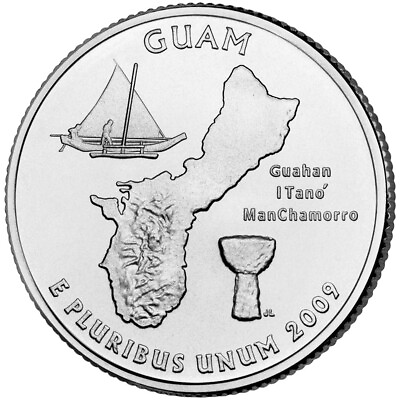 #ad 2009 D Guam U.S Territory State Quarter. Uncirculated from US Mint Roll $2.59