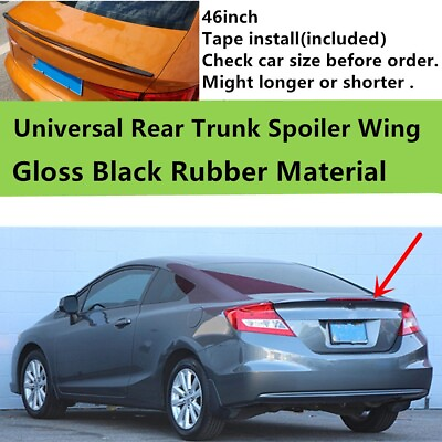 #ad 46#x27;#x27; For Honda Civic 12 13 Coupe Universal Tail Spoiler Wing Rubber Glossy Black $36.20