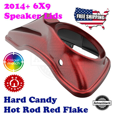 #ad Advanblack Hard Candy Hot Rod Red Flake 8quot; Saddlebag Speaker Lid fit Harley 14 $549.00