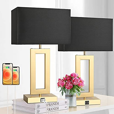 #ad #ad 22#x27;#x27; Blackamp;Gold Lamps for Bedrooms Set of 2 Touch Control Large $154.89