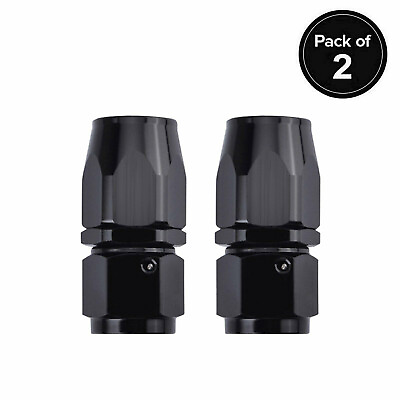 #ad 2Pcs Straight Swivel Hose End Fitting Adaptor AN8 8AN For Oil Fuel Line Black $10.99