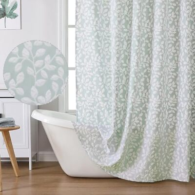 #ad Anna White Green Shower Curtain for Bathroom Leaf 3D 72x72quot; Green White $30.36